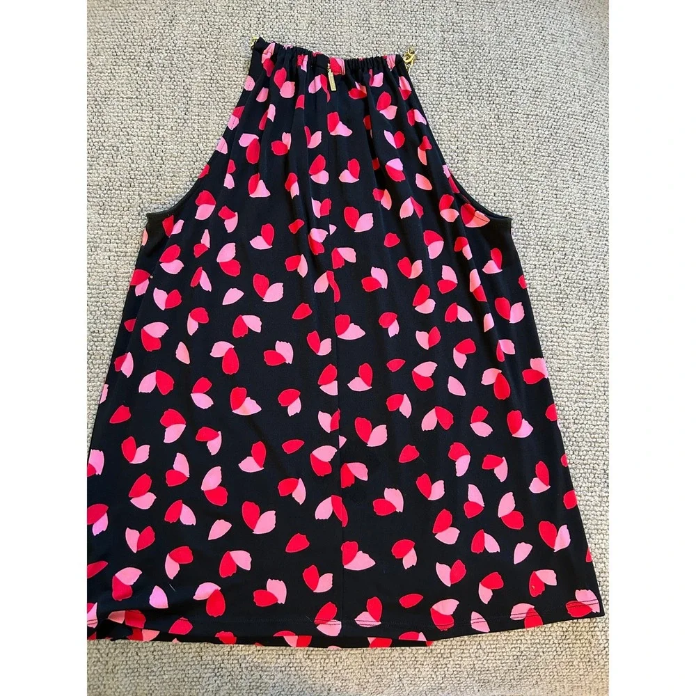 Michael Kors Black Pink Red Hearts Chain Halter Tank Top Womens Medium Valentine